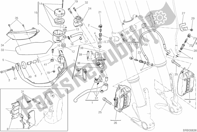 All parts for the Front Brake System of the Ducati Multistrada 1200 ABS Thailand 2018